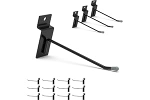 HUHOLE Black Slatwall Hooks 4 Inch, 50PC, Slatwall Accessories, Slat Wall Hooks, Slat Wall Accessories, Load Up to 20lbs 4" S