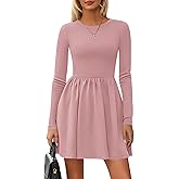 PRETTYGARDEN Women's Long Sleeve Mini Dresses 2026 Spring Casual Pleated A Line Party Cocktail Short Babydoll Dress Pocket