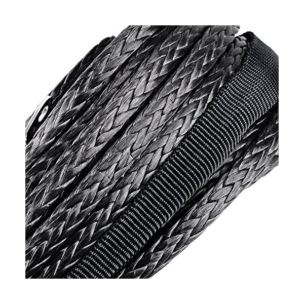 14-Inch-x-50-BLACK-Synthetic-Winch-Line-Cable-Rope-6400LBs-Sheath-Thimble-Recovery-Replacement-ATV-UTV-Truck-Boat