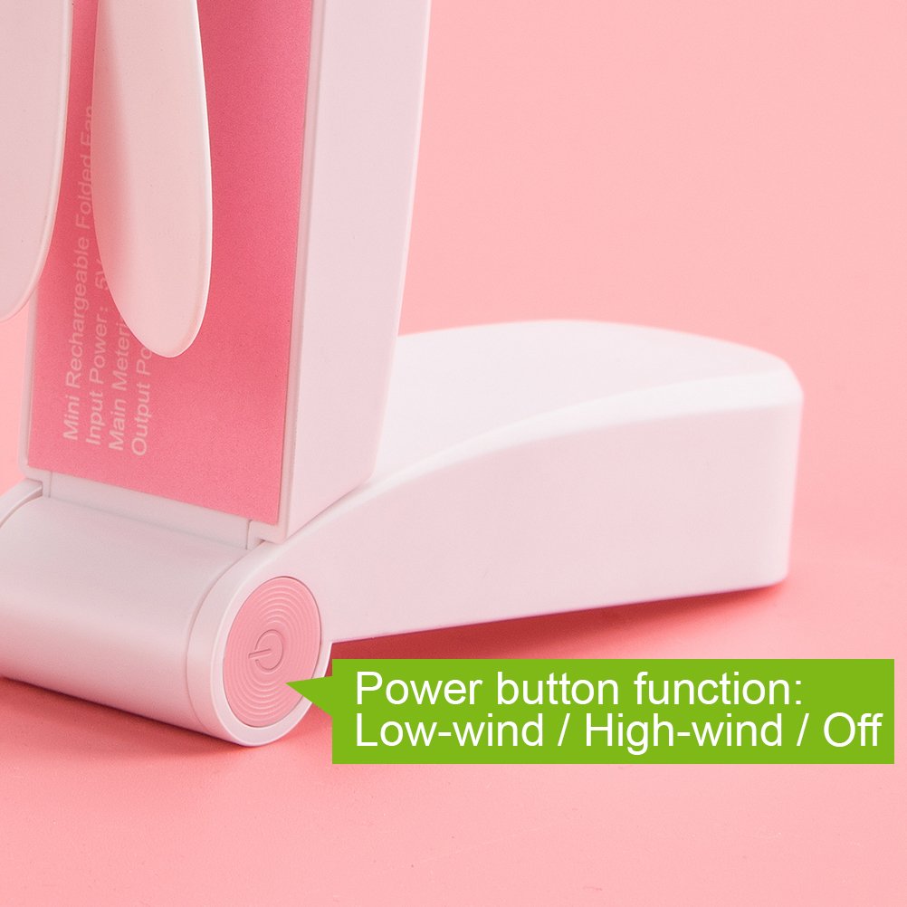 2019 Mini Handheld Fan USB Rechargeable Portable Fans Flexible Bendable Office Fan LED Lamp Fan for Personal Travel,Camping, Office,Chair, Table and etc. (Handheld-Single Head Pink)