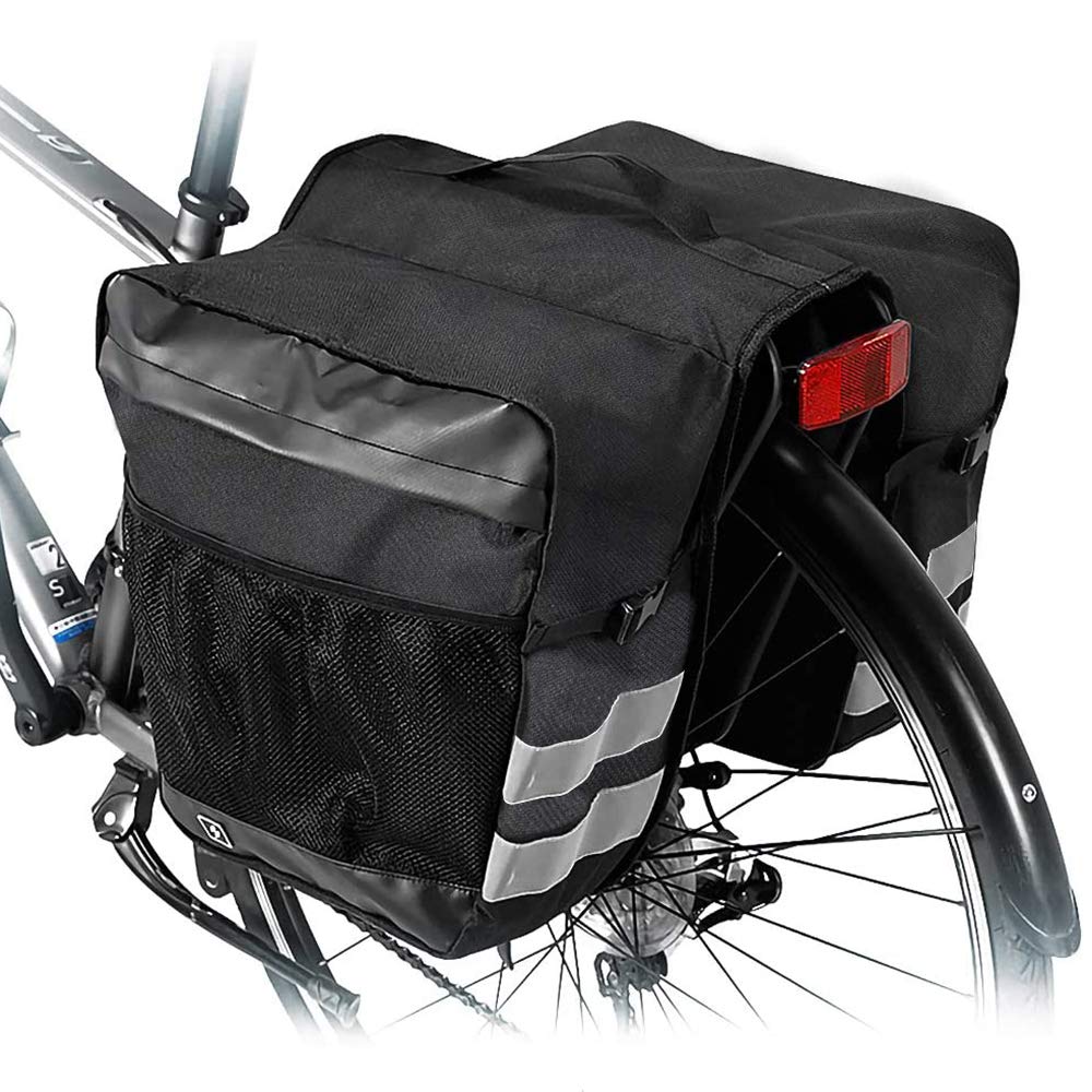 Yhuasia Bicycle Carrier Bag, Bicycle Boot Bag, Double Pannier Bag, Rear Bike Bag, Double Bicycle Bag, for Outdoor Bikes, Shopping, Riding Picnic, (Black)