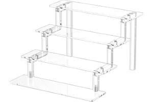 WINKINE Acrylic Display Stand Riser, Perfume Stand Organizer 4 Tier, Holder Shelves Compatible with Funko POP Figures, Cologne Organizer for Men, Acrylic Risers for Display, Clear Bedroom Shelf Holder