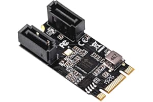 IO CREST I/O CREST M.2 22x42 to SATA III 2 Ports Adapter Card (Jmicro Chipset), Add Two SATA 3.0 Devices to Any M.2 2242 Slot