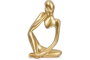 INNOLITES Resin Statue Thinker Style Decoration Abstract Sculptures Collectible Figurines for Home Decor Modern Office Shelf Desktop (Gold-Left)