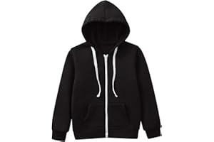 KAGAYD Kids Boys Zip up Sweatshirt Solid Hoodie Solid Color Sweatshirt Youth Fashion Hooded Coat with Pockets