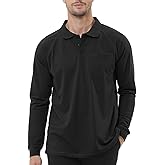 TIHEEN Men's Big & Tall Moisture Wicking Performance Golf Polo Shirt with Pocket Short Sleeve
