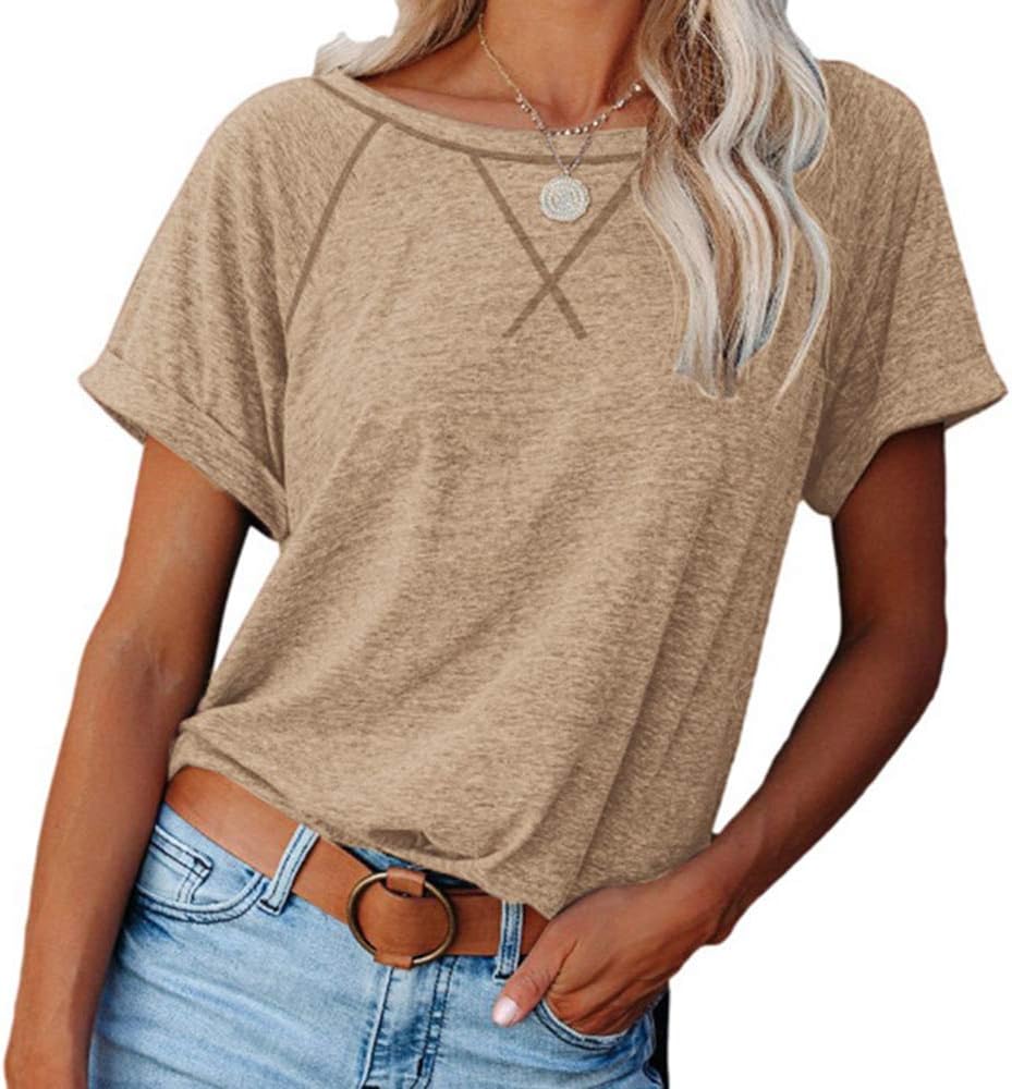 Camiseta De Manga Corta Para Mujer, Color Bloque De Color