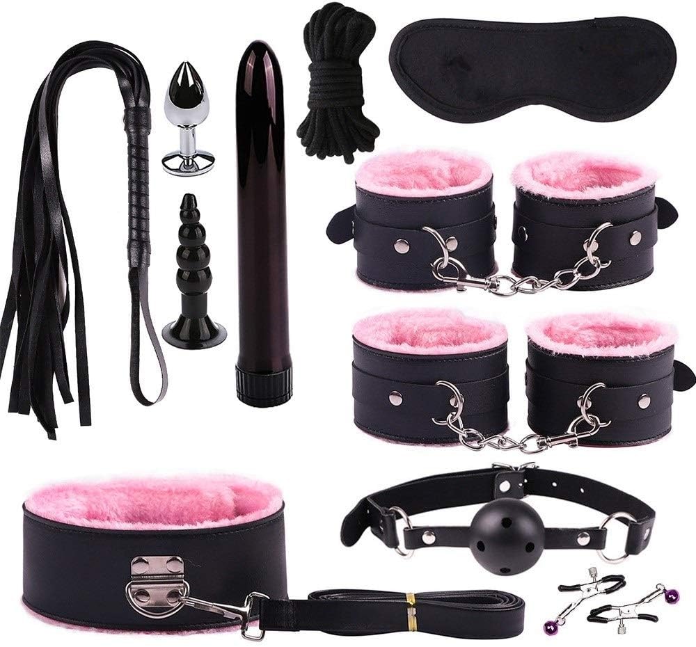 ZHUYILONG 11 PCS/Set Adullt Sè^x Games Toy for Couple Kits Bundle Binding Bed Game Play Set ZHUYILONG (Color : Pink)
