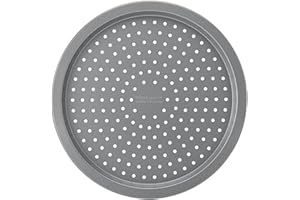 KitchenAid Nonstick Swiss Engineered Aluminized Steel Pizza Crisper, Dishwasher Safe, Contour Silver, 15.5 Inch