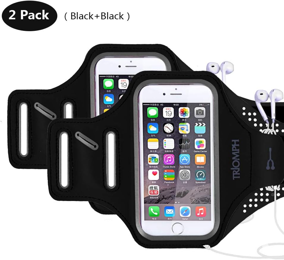 Triomph Armband for iPhone 8, 7, 6, 6S, SE, 5, 5C, 5S iPod Galaxy S6, S6 Edge S5 with Screen Protecter and Key Cards Money Holder, for Running, Workouts, Jogging, Hiking, Biking, Walking