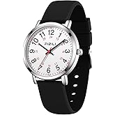 OXFANITE Waterproof Nurse Watch for Medical Professionals,Students, Women Men, Military Time Easy to Read Dial, 24 Hour with Second Hand, Soft and Breathable Silicone Band