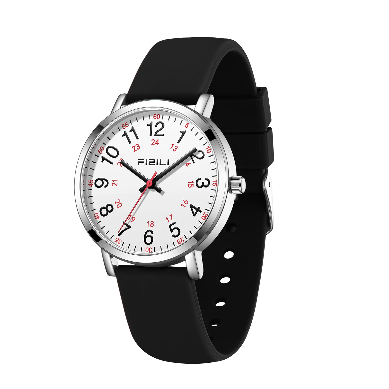 Photo 1 of OXFANITE Nurse Watch for Medical Professionals Students Doctors Women Men - Waterproof Military Time Luminous Easy Read Dial, 24 Hour with Second Hand, Silicone Band Watches (Black White)