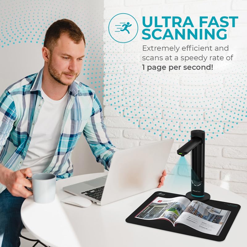 IRIScan Desk scanner for laptop document camera a3 Scanner- v6business :2x16MP/21MP visualizer, library scanner, free PDF editor,portable scanner,book scanner,AI curve flattening-finger hiding,Win Mac