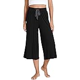 GYS Bamboo Viscose Capri Pants for Women Wide Leg Pajama Lounge Pants with Pockets Comfy Loose Cropped Yoga Pants