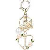 OKAICEN Gold Heart Initial Letter Keychain for Women Key chain Keyring for Purse Handbags Backpack Charm
