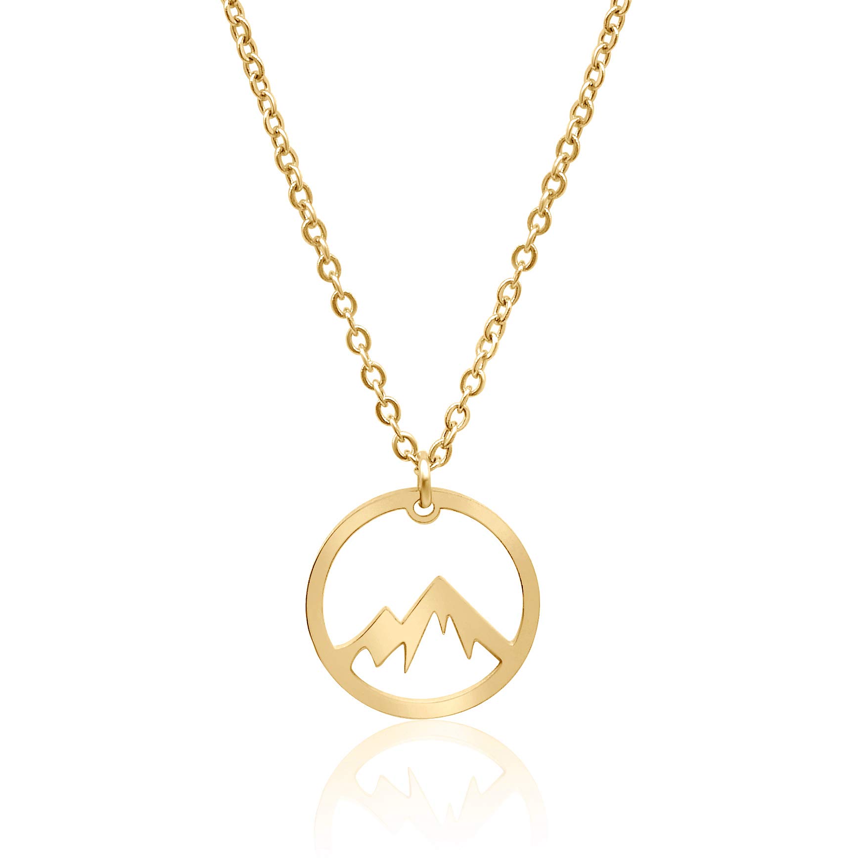 Nuoli Berg Women's Necklace (45 + 5 cm Adjustable) Necklace with Mountain Pendant for Women and Girls, Made of Stainless Steel, 45-50 cm, Stainless Steel, mountain