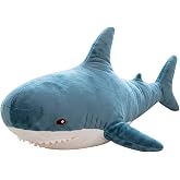 OPHRBU Blue 24-inch Shark Stuffed Animal Plush Soft Toy for Kids Gift | Large 24-inch plush shark pillow, soft huggable body, home decoration, birthday present for boys girls