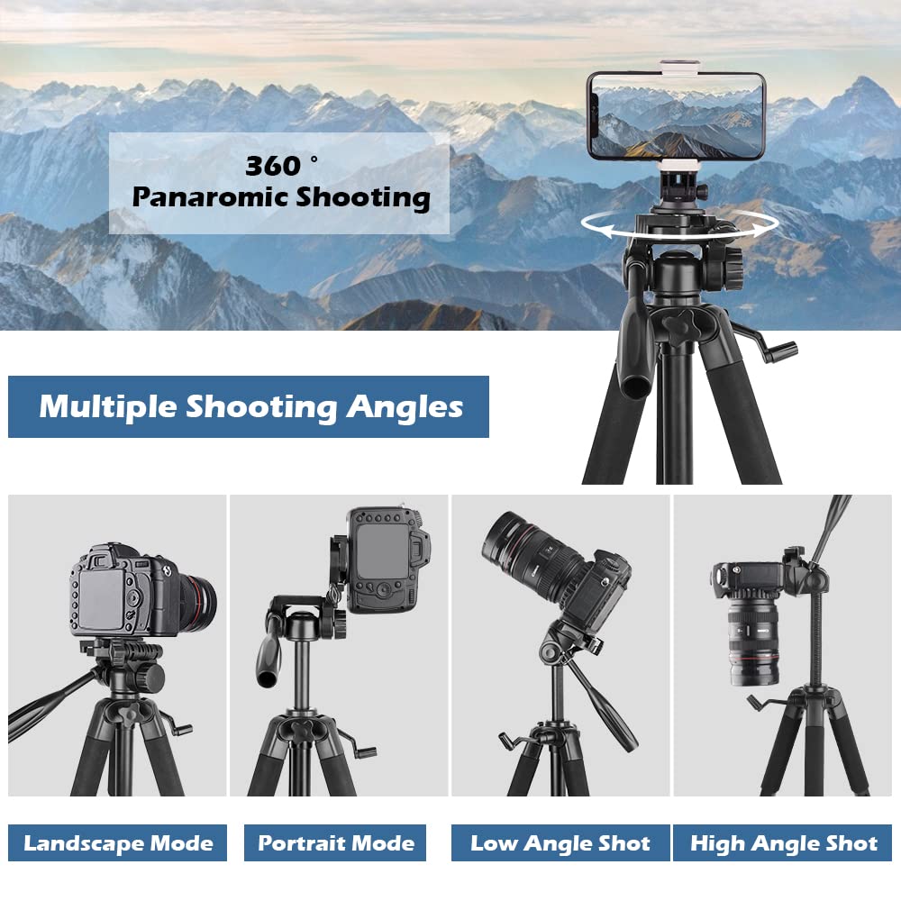 UBeesize 67” Camera Tripod with Travel Bag, Cell Phone