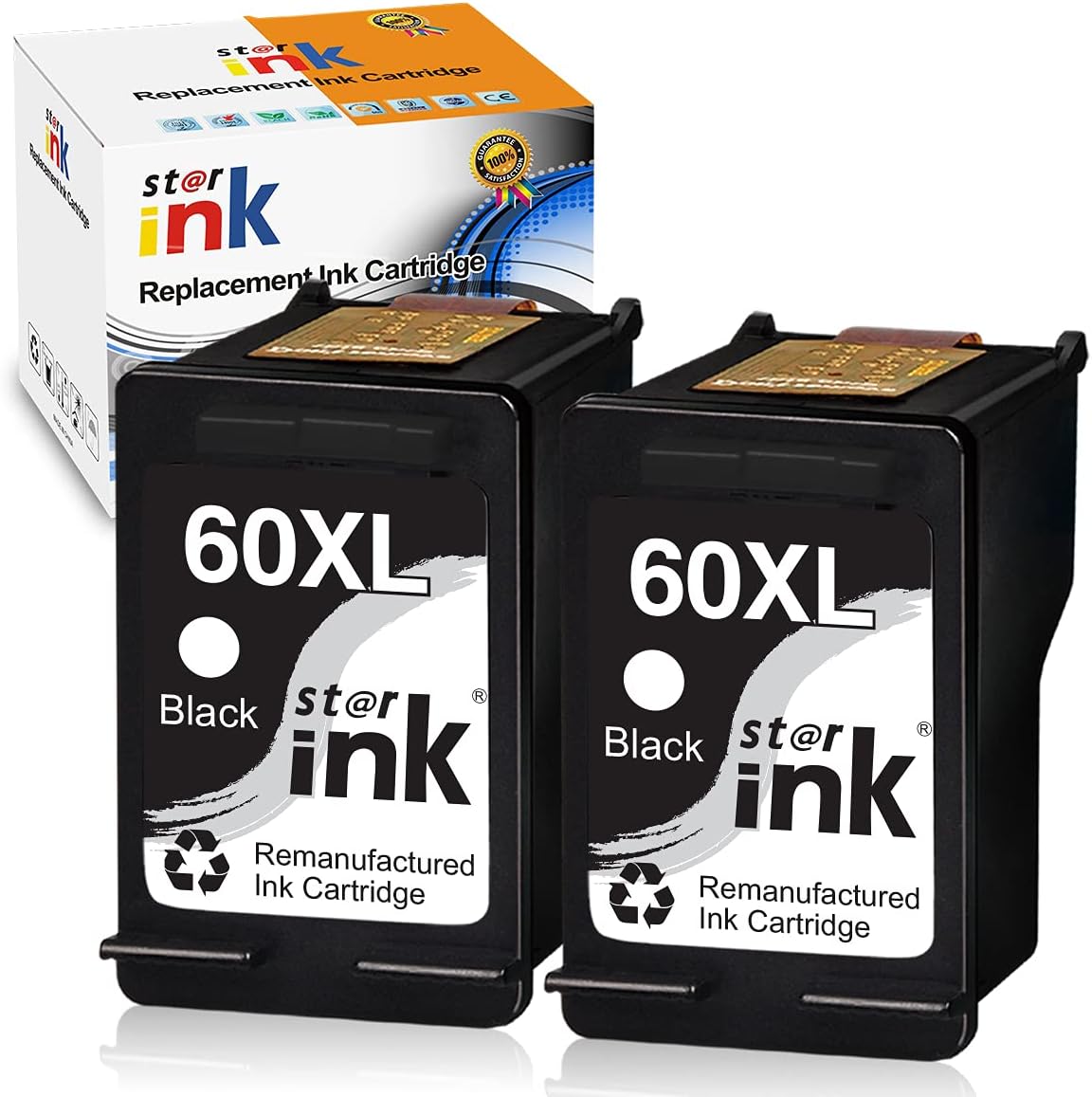 str ink Remanufactured Ink Cartridge Replacement for HP 60 XL 60XL