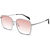 MUJOSH Trendy Oversized Square Sunglasses for Women Men, Retro Big Flat Lens UV Protection Shades Brand of EssilorLuxottica