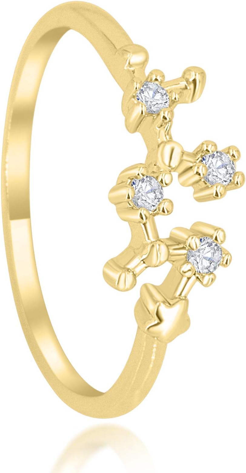 Zodiac Constellation Ring with Cubic Zirconia Stones Made of Zinc, Steel & Brass