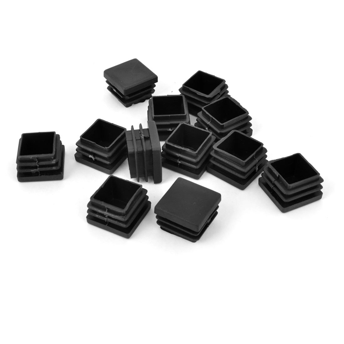 sourcing map Plastic Square Blanking End Caps Tubing Tube Inserts 25mmx25mm 12 Pcs