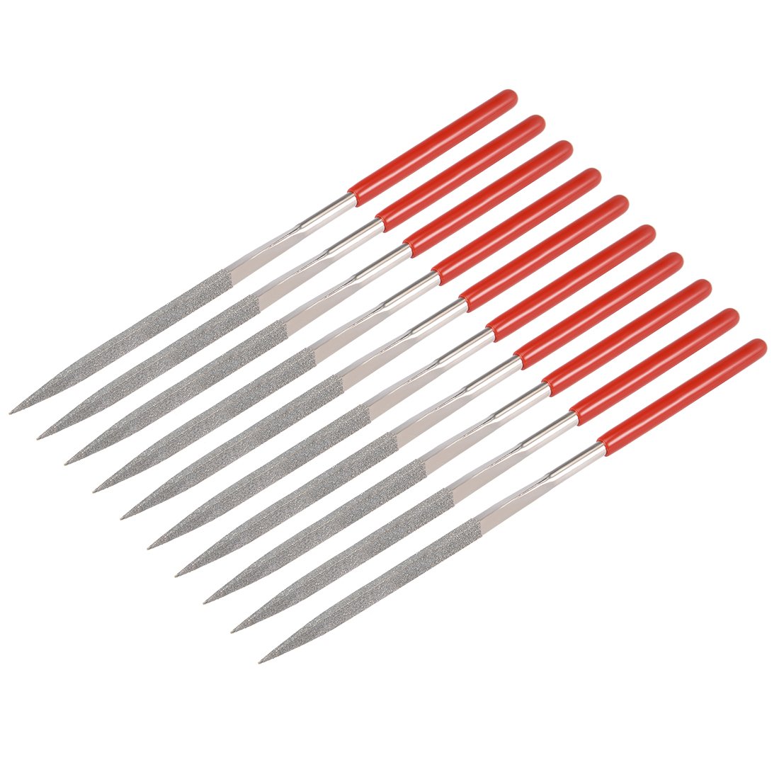 Sourcingmap 10Pcs 5mm x 180mm Triangular Diamond Needle File 150 Grit for Metal Glass Stone