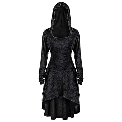 knee length dresses for ladies Scarlet Darkness Renaissance Warrior Rose-embroidered Hooded Vest Dress main image 0