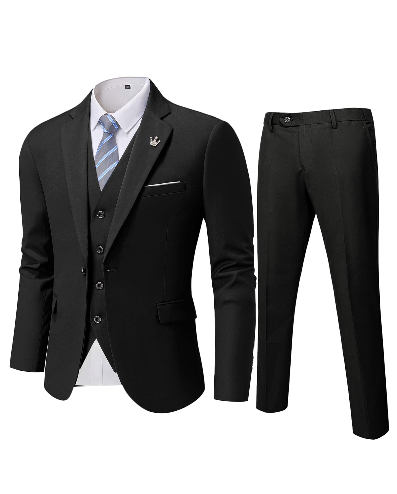 WULFUL Men's 3 Piece Slim Fit Suit