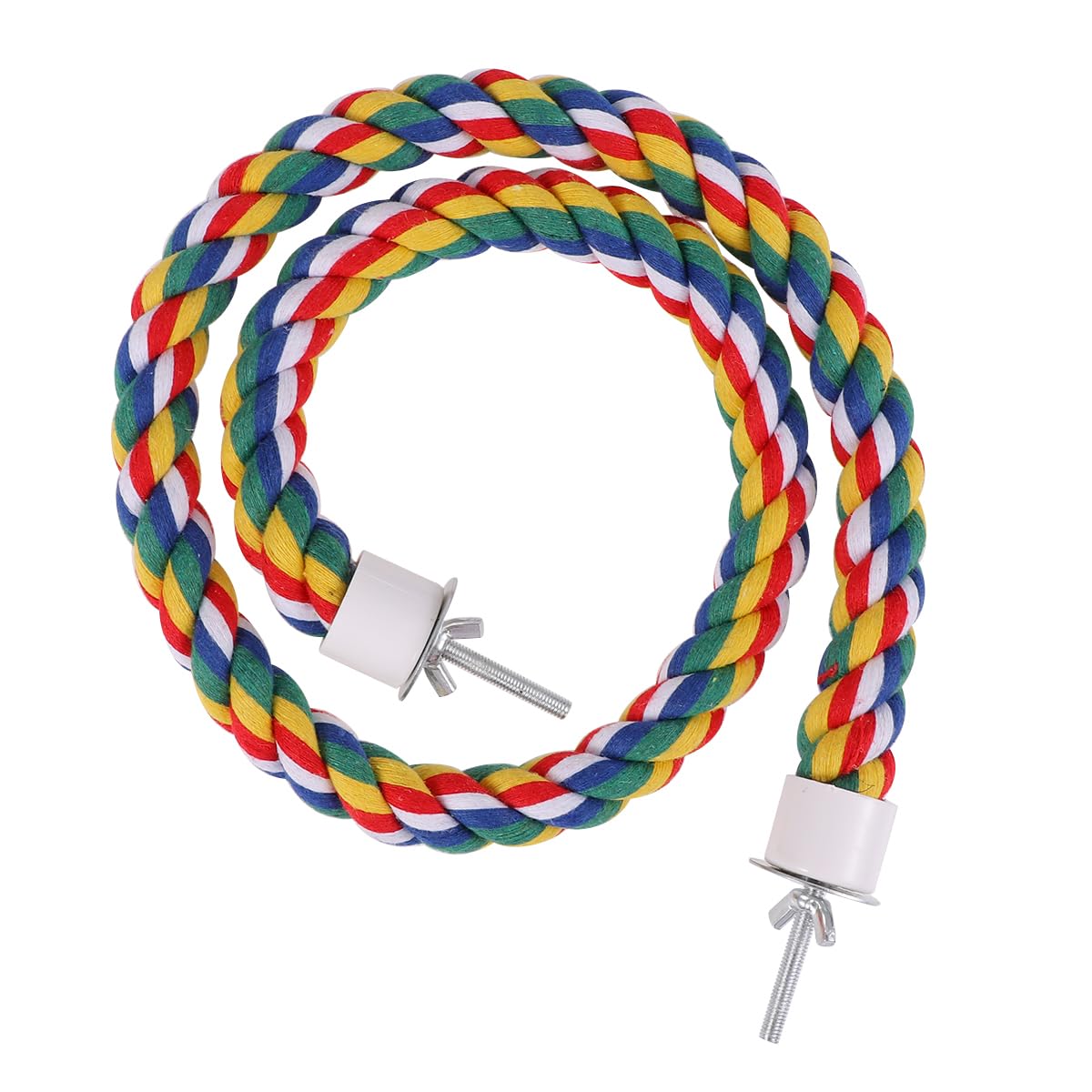ULTECHNOVO Spiral Cotton Rope Bird Perch, Bird Perch Stand Parrot Budgie Rope Spiral Perch, Parrot Budgie Rope, Spiral Perch Colorful Cotton Swing for Budgie, Cockatiels, Conures, Finches (80cm)