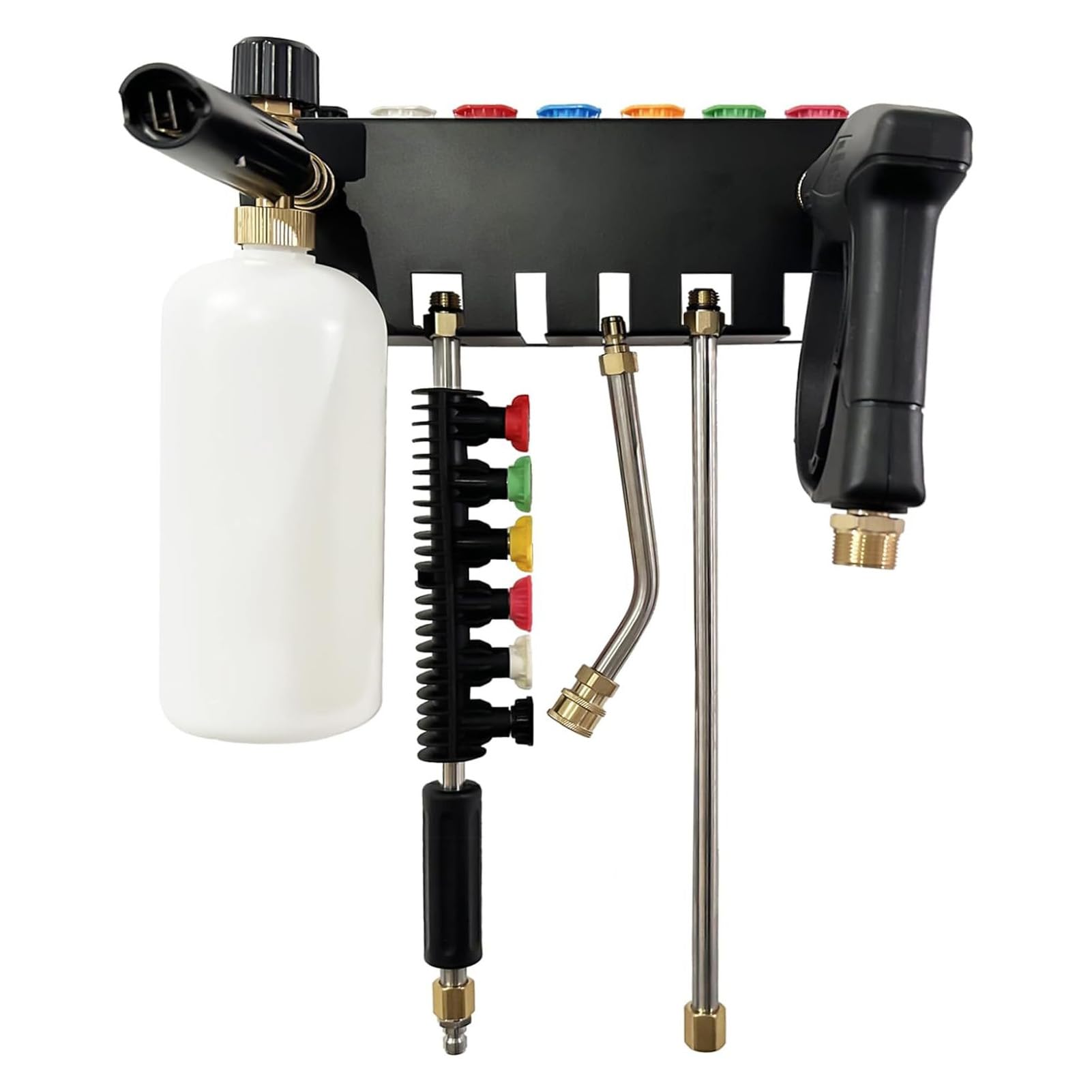 Jiawu Pressure Washer Gun Holder, Wall Mounted Stainless Steel Storage Rack for High Pressure Washer Guns, Nozzle Tips, Extension Rods and Foam Cannons, Pressure Washer Tool Organizer