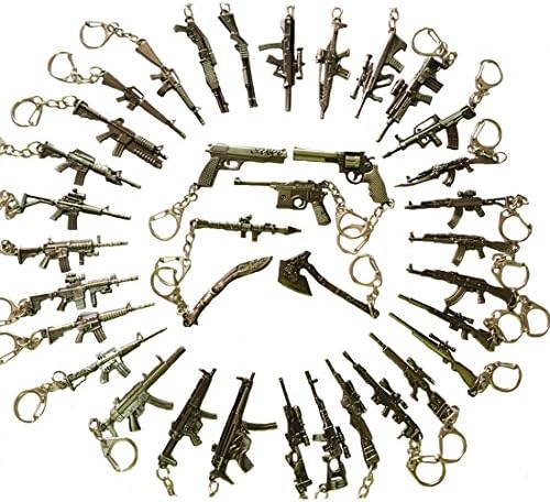 36pcs/lot Mini AK47 M4A1 Machine Gun Axe Sword Keychain Key Ring