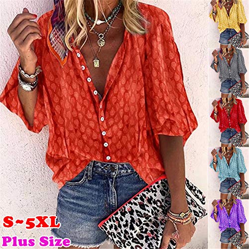 Soluo-Womens-Boho-Floral-Print-Button-Shirt-Tops-Casual-Loose-Lace-Crochet-Shirts-34-Bell-Sleeve-V-Neck-Blouses