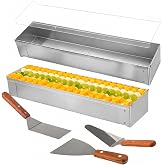 2 Pcs Tiramisu Cake Molds, Non-Stick Steel with Lids &amp; 3 Spatulas | Removable side panel for slicing; acrylic covers &amp; 3 wood-handle spatulas; 15.9x3.9x2.6" for cheesecake/mousse/lasagna