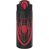 Zak Designs Marvel Spider-Man Water Bottle for Travel and At Home, 19 oz Vacuum Insulated Stainless Steel with Locking Spout Cover, Built-In Carrying Loop, Leak-Proof Design (Miles Morales)