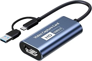 VANGREE 4K Video Capture Card, USB-A/USB-C 3.0 1080P 60FPS HDMI Capture Device with YUY2(YUV) Support for Gaming/Live Streaming/Video Recorder, for Windows Mac OS System Twitch OBS Zoom