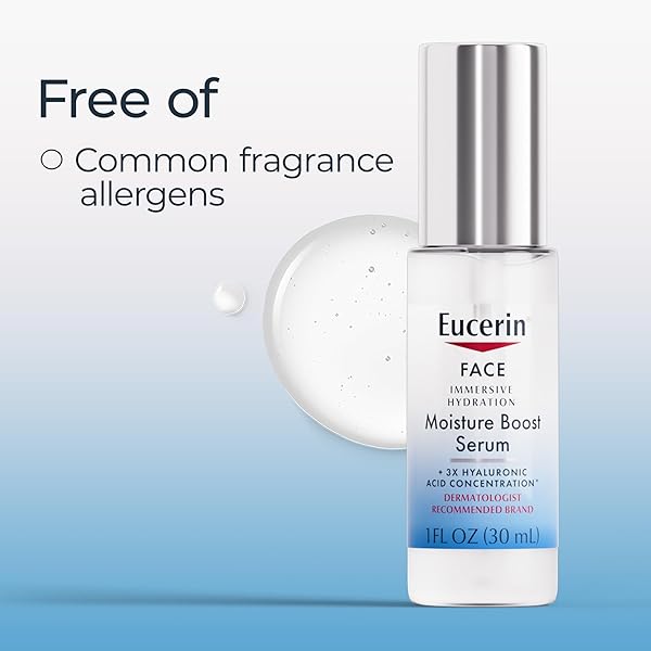 EUCERIN FACE IMMERSIVE HYDRATION MOISTURE BOOST FACE SERUM, ULTRA-LIGHTWEIGHT HYALURONIC ACID SERUM SMOOTHS FINE LINES AND WRINKLES, 1 FL OZ BOTTLE