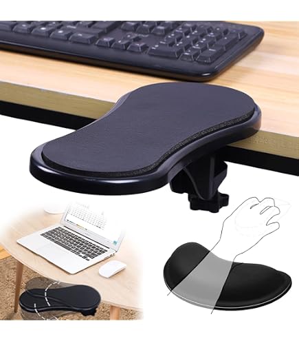 Accoudoir Ergonomique Pour Chaise De Bureau - Support De Poignet Et Tapis De Souris Intégré, Noir Et Blanc