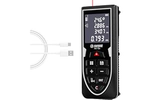 SG SURGOAL Rechargeable Laser Distance Meter 393Ft – Digital Laser Measure with Angle Sensor, USB Type-C, Backlit LCD, Unit Switching (Ft/in/M), Area Volume Pythagorean Functions