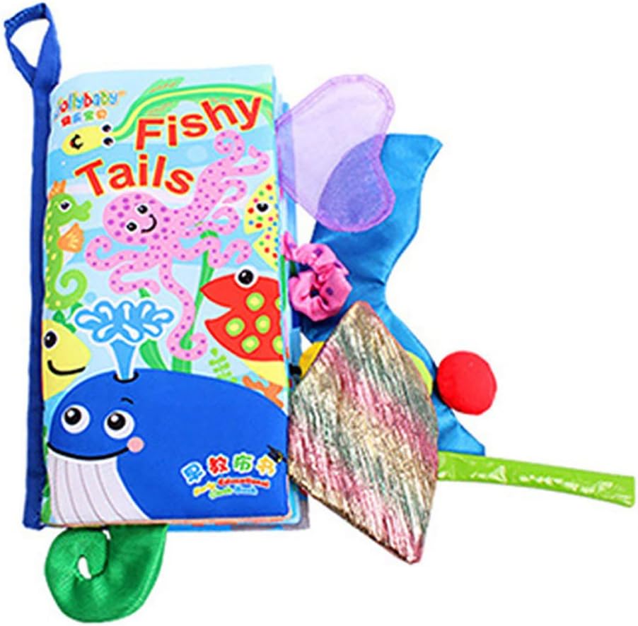 Amazemarket Baby Tail Cloth Book Awakening Nontoxic Fabric Early Educational Development Toys Activity Durable Toy Gift for Toddler Infants Kids sea