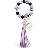 72ore Jesus Keychain Boho Beaded Wallet Keychains Cross Tassel Leather Keychain Leather Bag Charm for Women