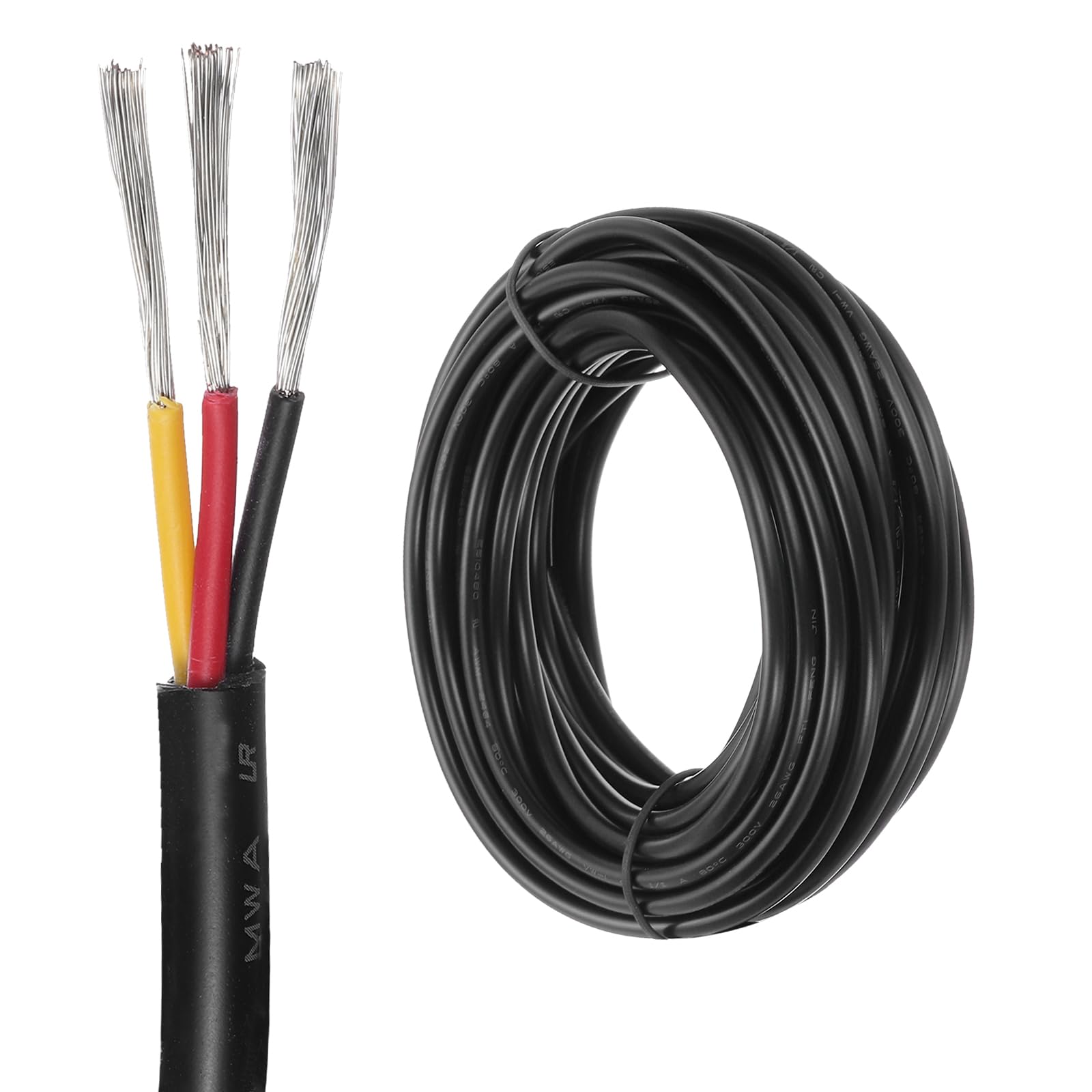 DMiotech 26 Gauge Wire Electrical Wire 3 Conductor, 26 AWG Extension Cable Cord 25 Ft/7.6 m UL2464 300V Stranded Tinned Copper Wire for LED Lighting Automotive