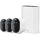 Arlo Ultra 2 Spotlight Camera 4K HDR (3 Cameras, SmartHub) | Wireless Home Security Camera | Color Night Vision, Motion Sensor, 180º View, 2-Way Audio, White