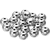 PATIKIL Smooth Round Spacer Beads, 20 Pcs 12mm OD 3mm ID 304 Stainless Steel Loose Balls Spacers Metallic Seamless Ball Beads for DIY Bracelet Necklace Earring Jewelry Making, Silver