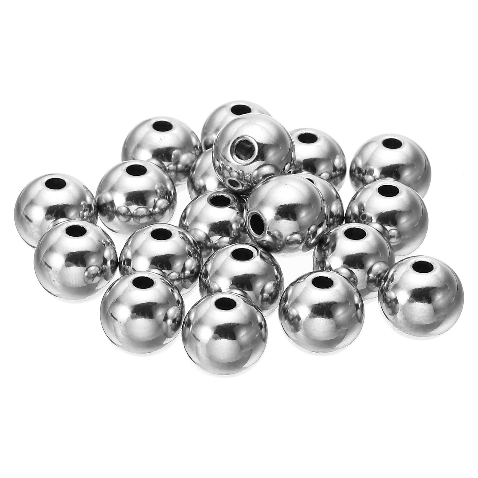 PATIKIL Smooth Round Spacer Beads, 30 Pcs 12mm OD 3mm ID 304 Stainless Steel Loose Balls Spacers Metallic Seamless Ball Beads for DIY Bracelet Necklace Earring Jewelry Making, Silver — image 1