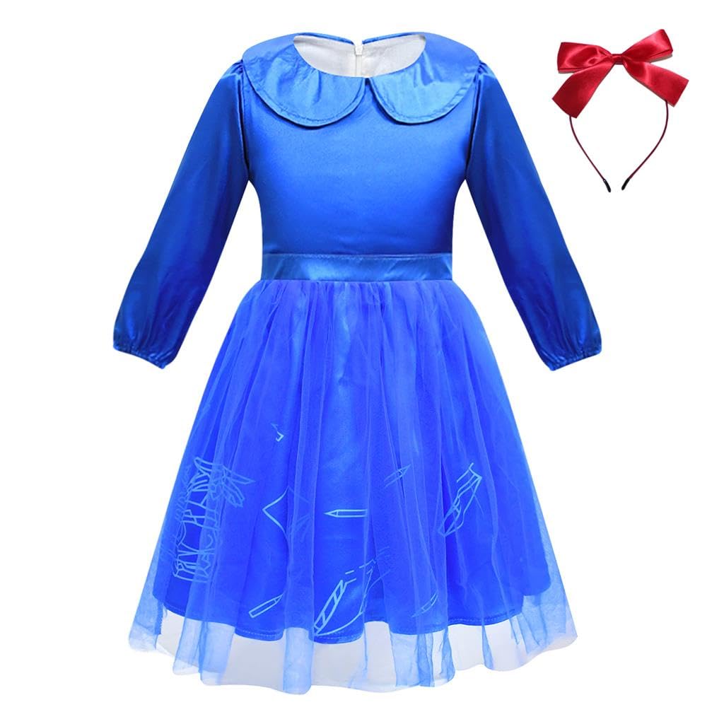 Lito Angels World Book Day Fancy Dress Up Costume Outfit with Red Bowknot Headband for Kids Girls Age 2-3 Years, Blue