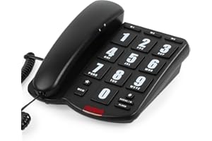 Awishwell Landline Phones for Seniors, Big Button Telephone with Loud Volume and One-Touch Speed Dials, Corded Telephone Landline Phones for Visually and Hearing Impaired (Black)