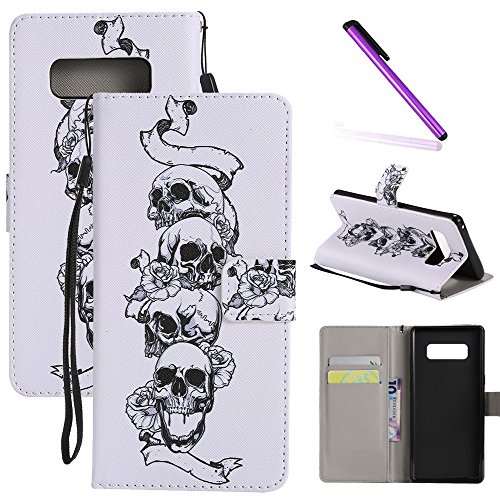Galaxy note 8 wallet case,note 8 case,leecoco fancy paint floral …
