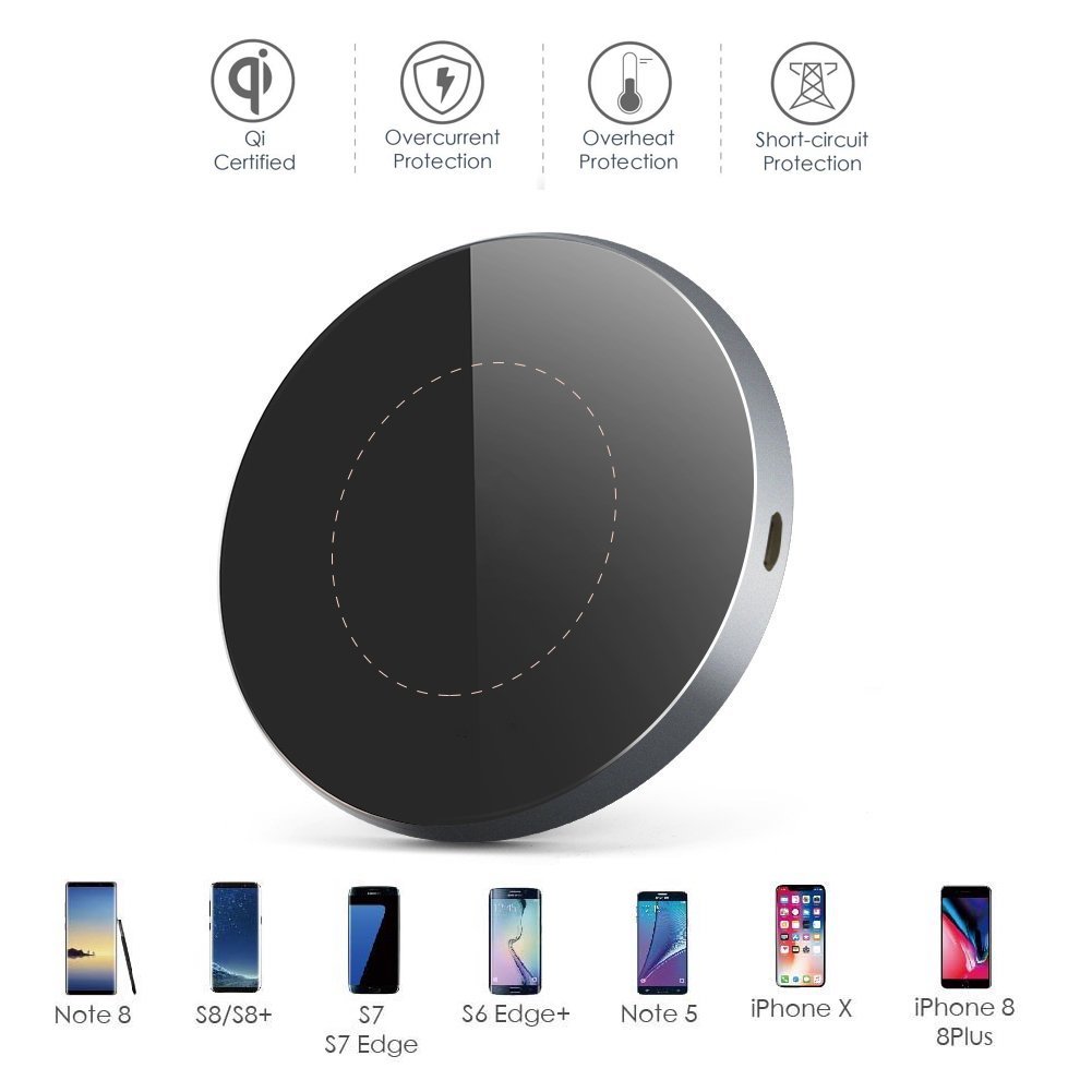 BETTERSHOP [QI-CERTIFIED]carica ricarica CARICABATTERIE PAD stazione wireless PER APPLE IPHONE 8 8 PLUS X - SAMSUNG GALAXY S6 S7 S8 S9 EDGE PLUS NOTE 5 8
