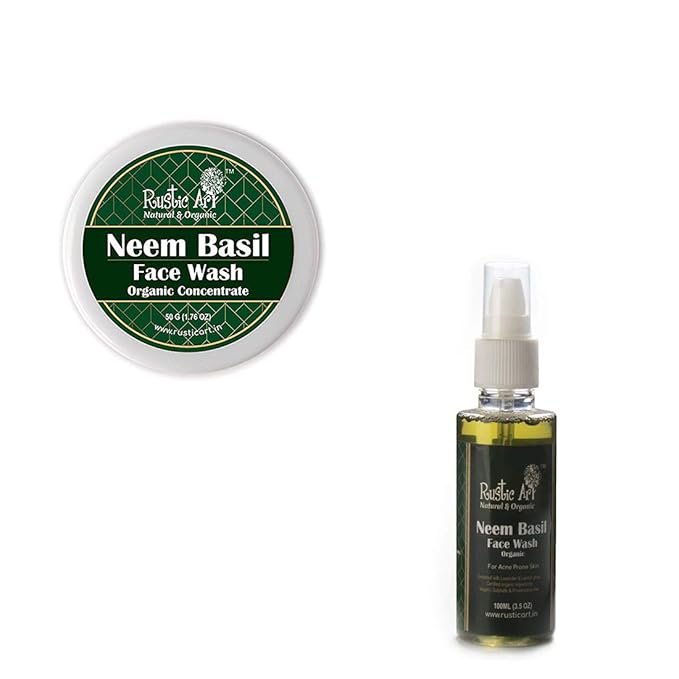 rustic art organic neem basil concentrate face wash